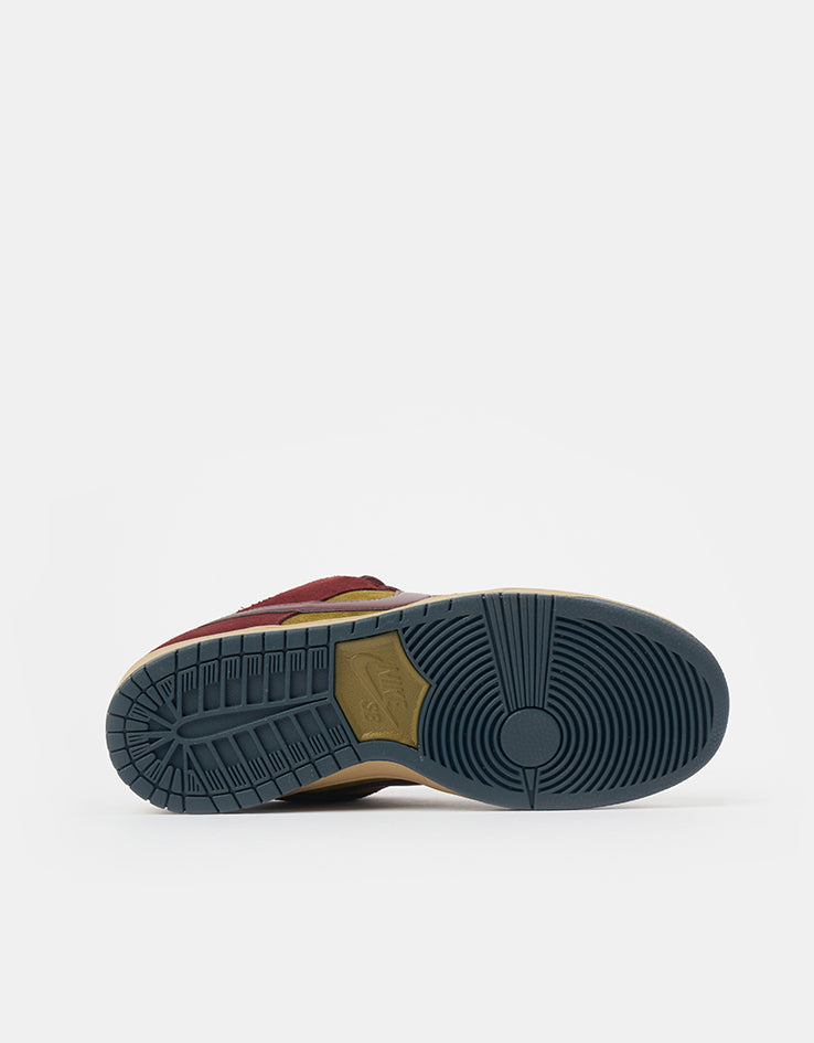 Nike SB Dunk Low Pro Skate Shoes - Dark Team Red/Burgundy Crush-Olive