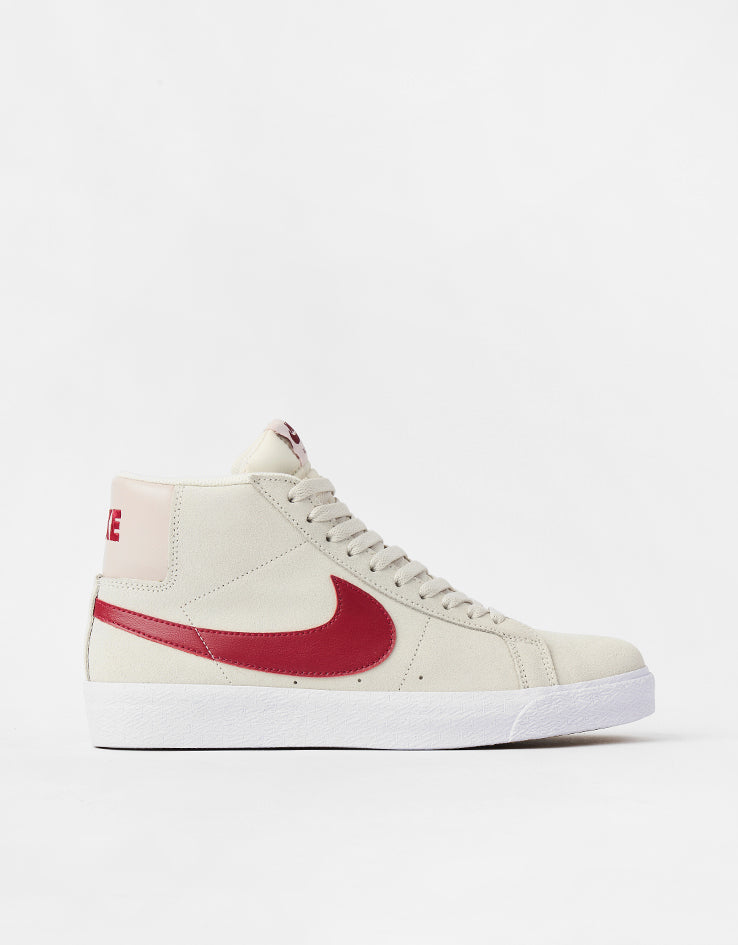 Nike SB Zoom Blazer Mid Skate Shoes - Pale Ivory/Noble Red-Silt Red-White