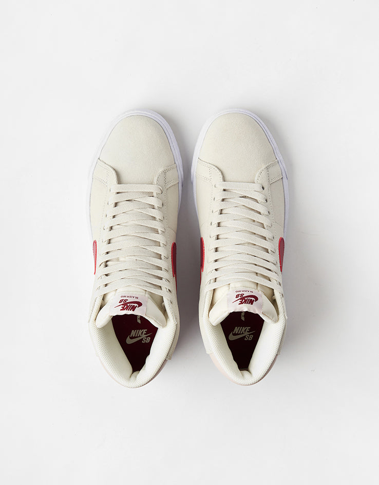 Nike SB Zoom Blazer Mid Skate Shoes - Pale Ivory/Noble Red-Silt Red-White
