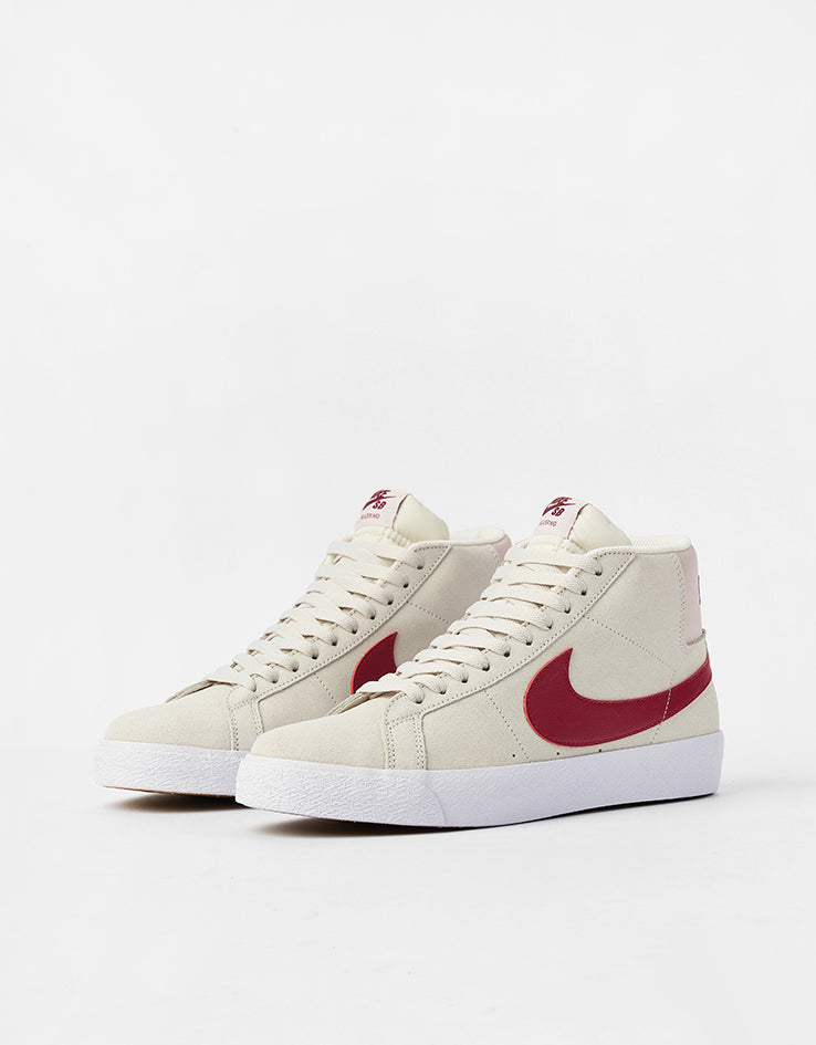 Nike SB Zoom Blazer Mid Skate Shoes - Pale Ivory/Noble Red-Silt Red-White