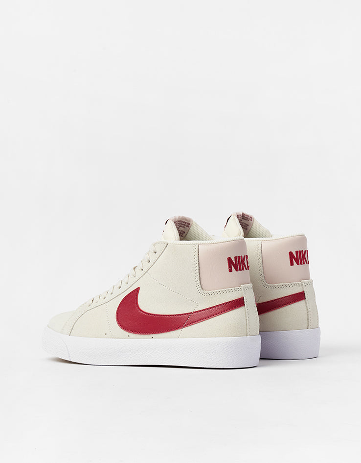 Nike SB Zoom Blazer Mid Skate Shoes - Pale Ivory/Noble Red-Silt Red-White