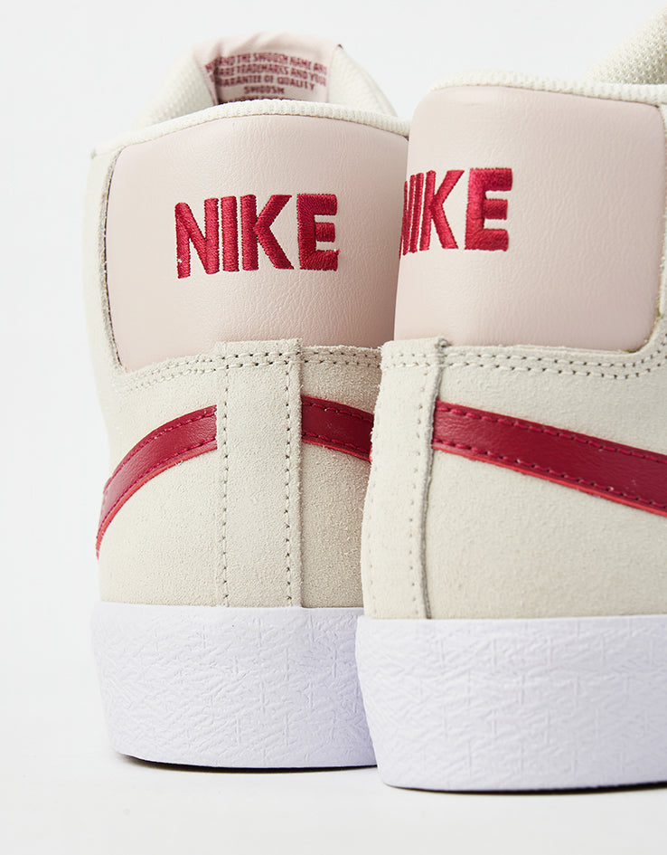 Nike SB Zoom Blazer Mid Skate Shoes - Pale Ivory/Noble Red-Silt Red-White