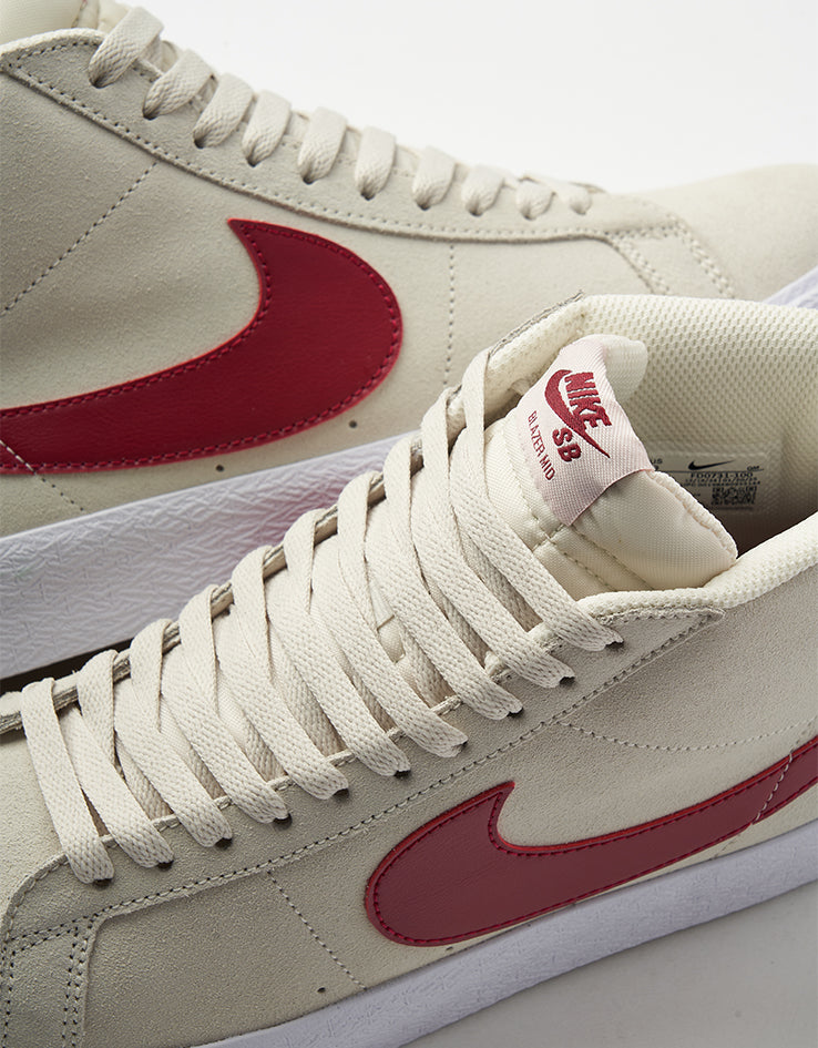 Nike SB Zoom Blazer Mid Skate Shoes - Pale Ivory/Noble Red-Silt Red-White