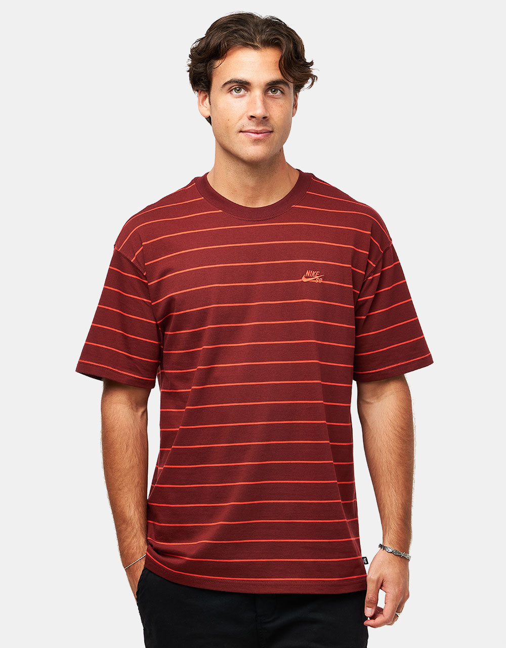 Nike SB M90 Striped T-Shirt - Dark Team Red