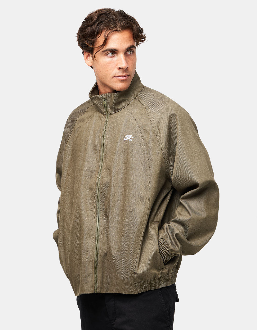 Nike SB Denim Full Zip Track Jacket - Medium Olive/White