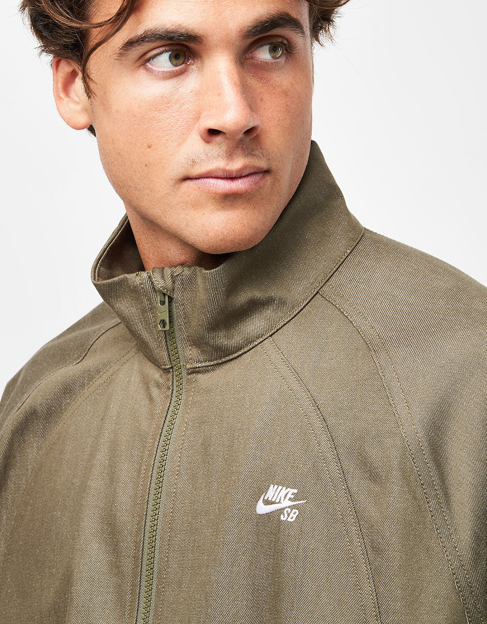 Nike SB Denim Full Zip Track Jacket - Medium Olive/White