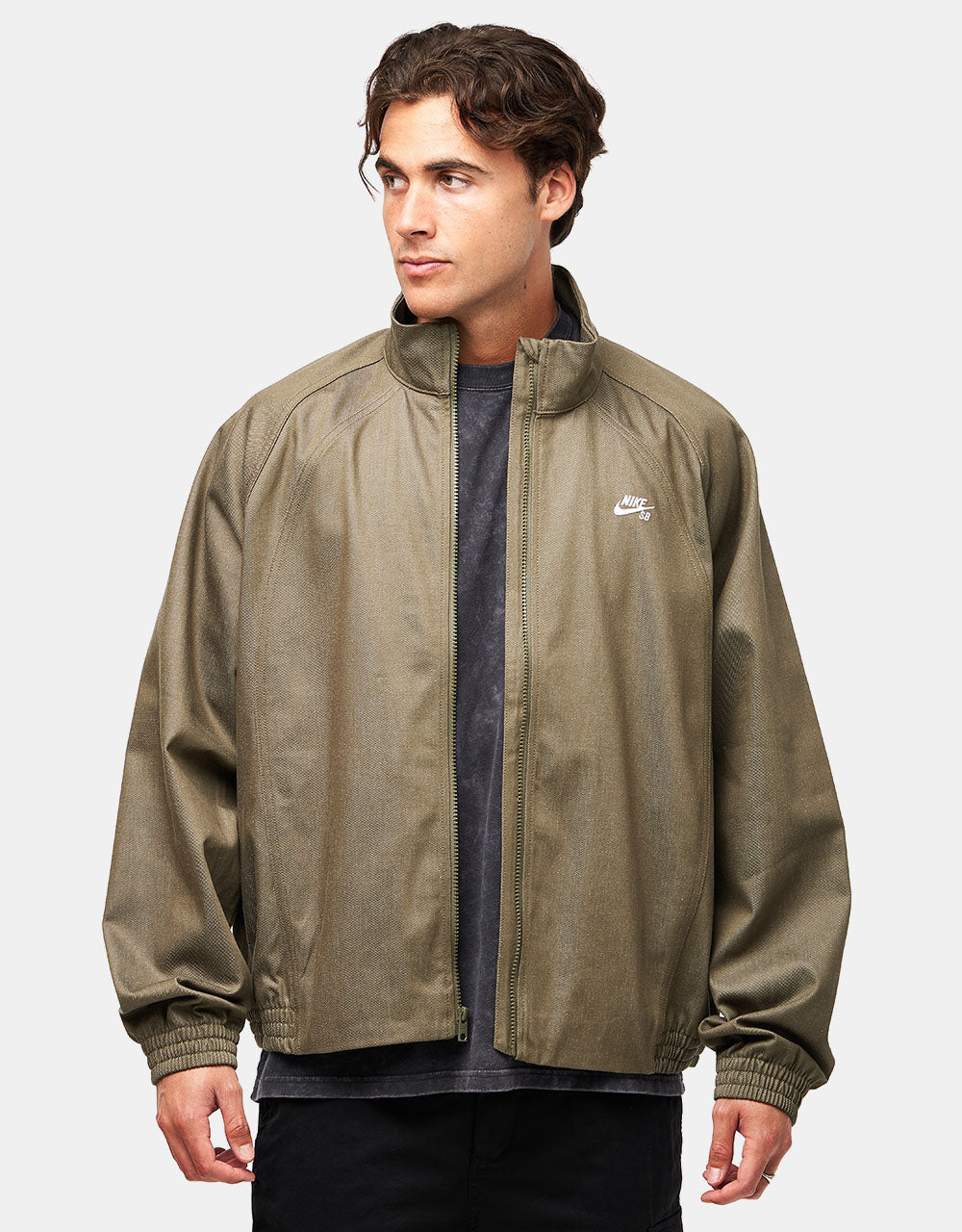 Nike SB Denim Full Zip Track Jacket - Medium Olive/White