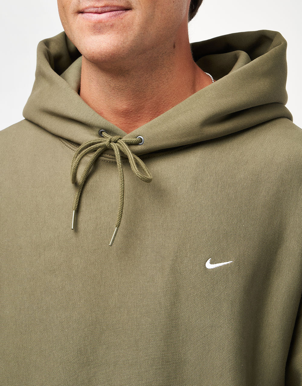 Nike Solo Swoosh Pullover Hoodie - Medium Olive/Medium Olive/White