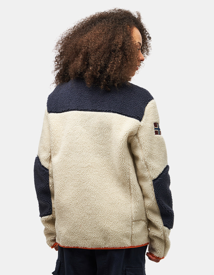 Napapijri Yupik Full Zip Fleece - White Heron/Blue Marine/Orange Pumpkin