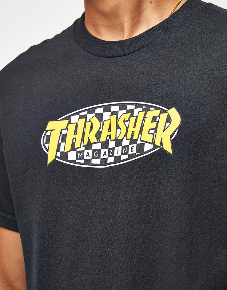 Thrasher Checkered Oval T-Shirt - Black