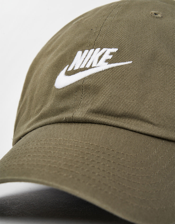 Nike Club Unstructured Futura Wash Cap - Medium Olive/White
