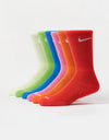 Nike SB Everyday Cushioned 6 Pack Crew Socks - Rainbow