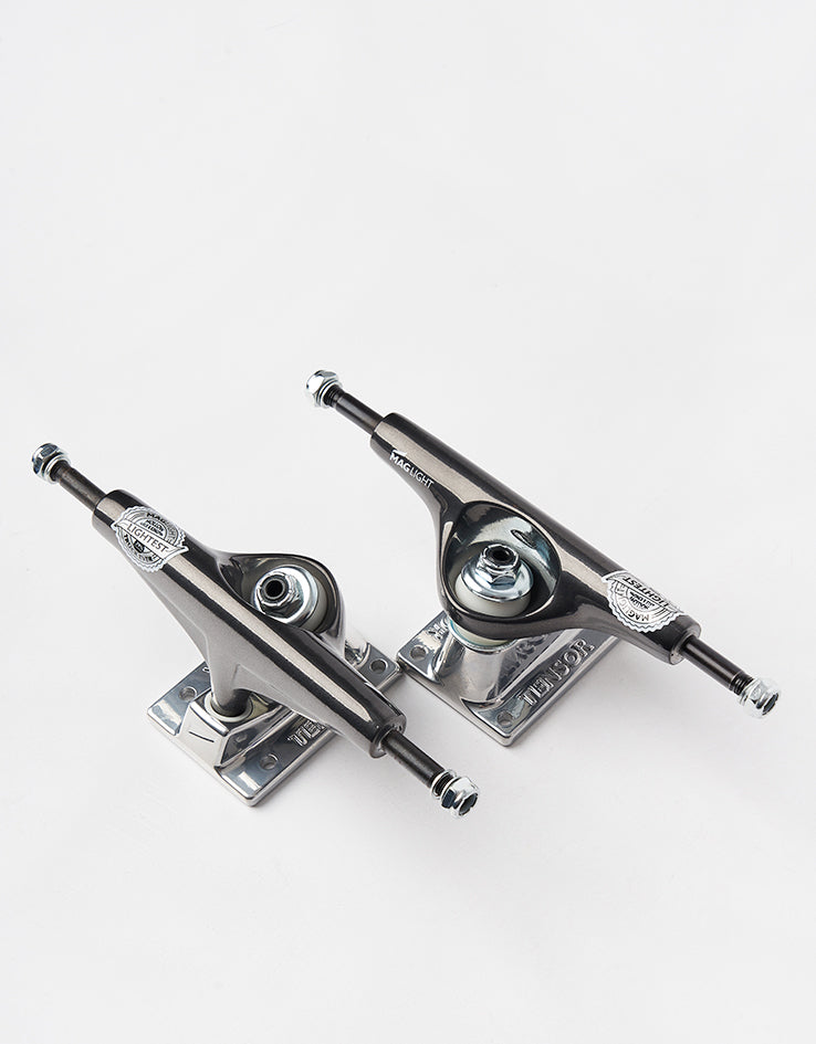 Tensor Mag Light Glossy Skateboard Trucks - Gunmetal/Silver (Pair)