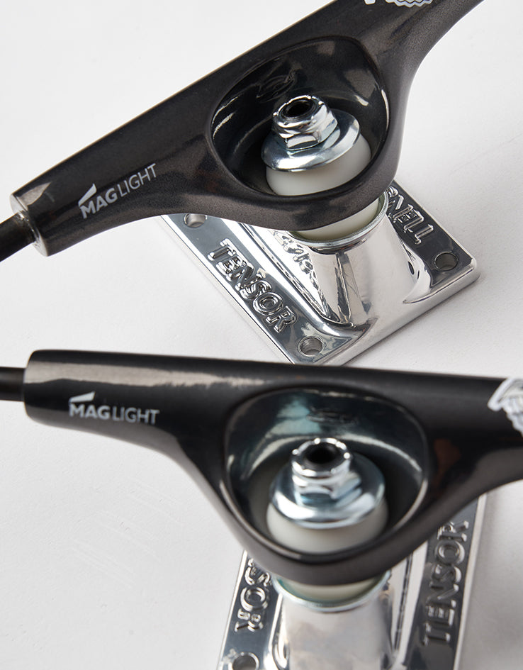 Tensor Mag Light Glossy Skateboard Trucks - Gunmetal/Silver (Pair)