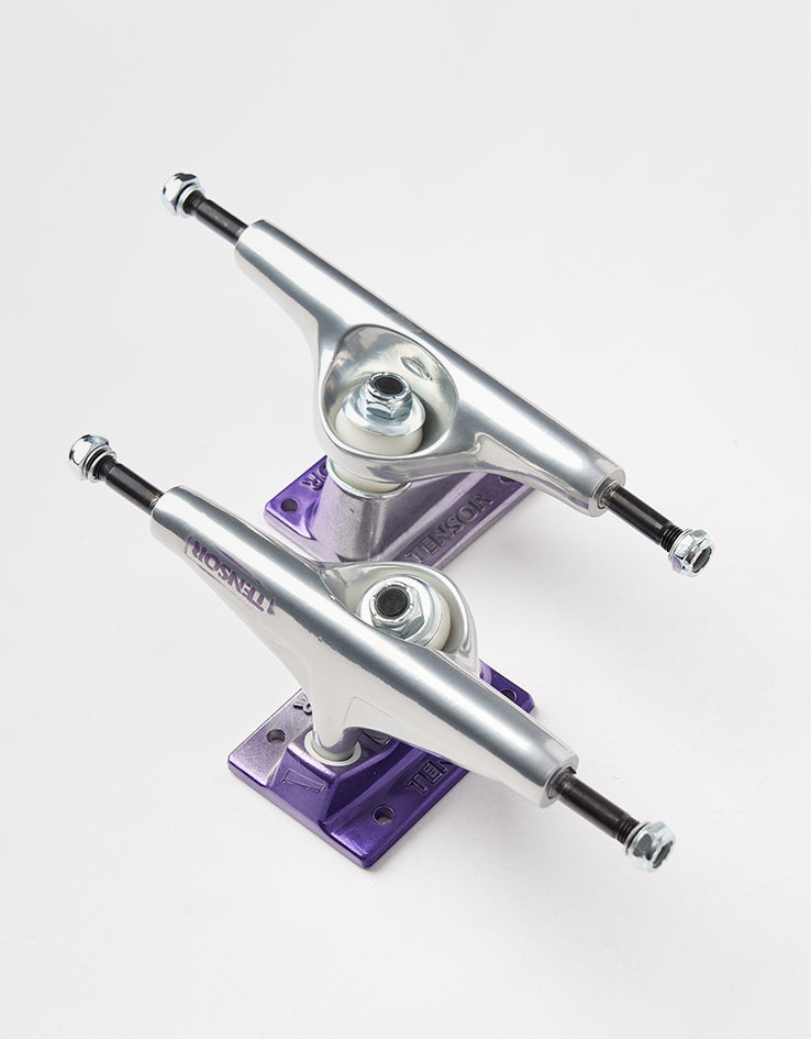 Tensor Stencil Mirror Alum Skateboard Trucks - Raw/Purple Fade (Pair)