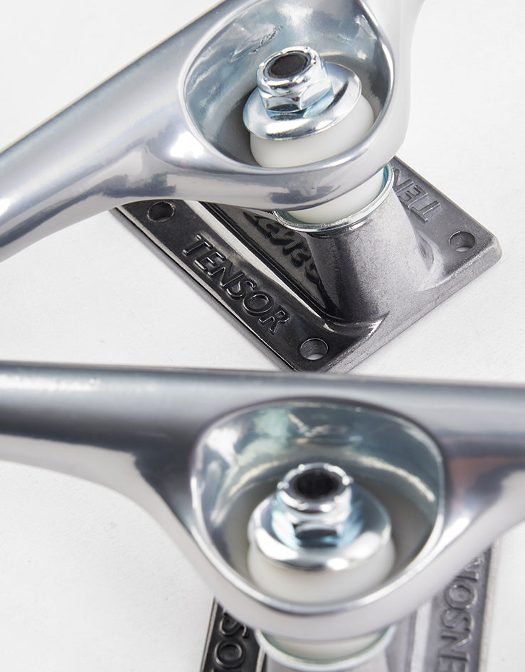 Tensor Stencil Mirror Alum Skateboard Trucks - Raw/Black Fade (Pair)