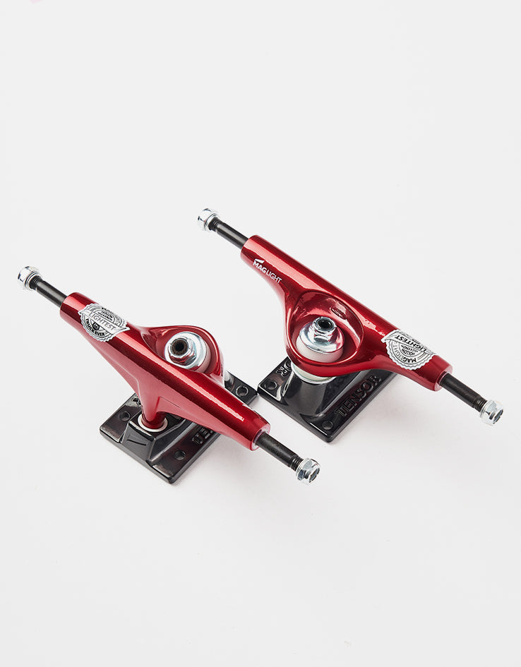 Tensor Glossy Mag Light 5.25 Skateboard Trucks - Red/Gunmetal (Pair)