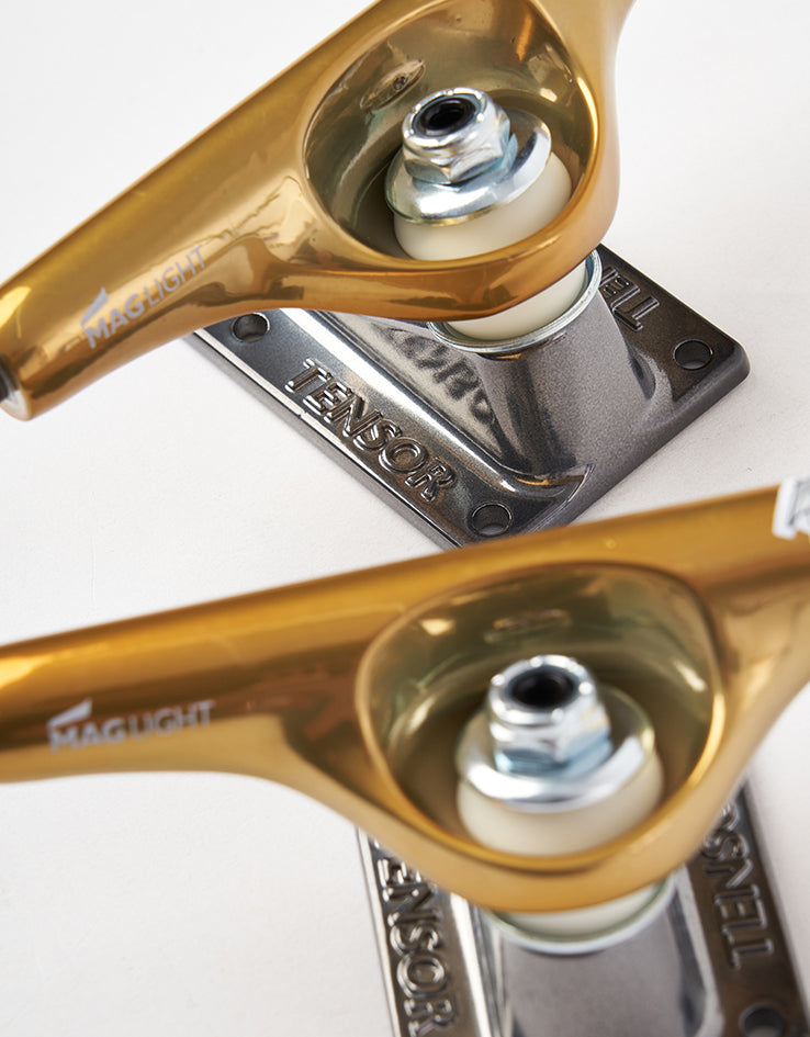 Tensor Glossy Mag Light 5.5 Skateboard Trucks - Gold/Gunmetal (Pair)
