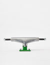 Tensor Stencil Mirror Alum Skateboard Trucks - Raw/Green (Pair)