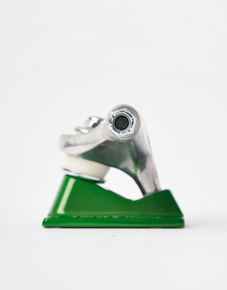 Tensor Stencil Mirror Alum Skateboard Trucks - Raw/Green (Pair)