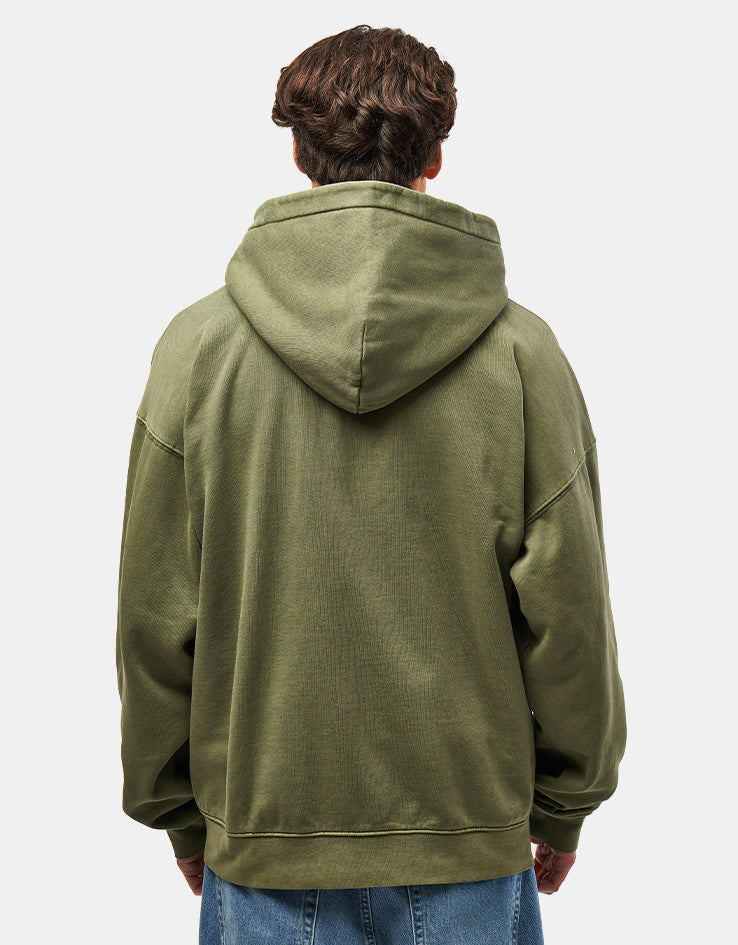 Obey Hybrid Faded Zip Hoodie - Deep Lichen Green Faded Wash