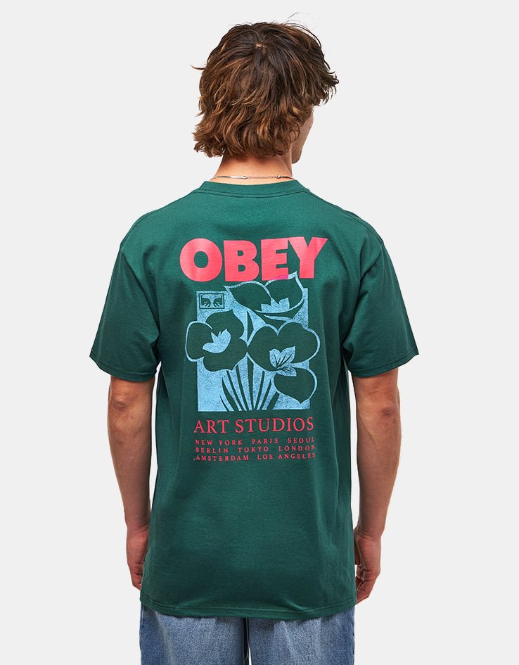 Obey Art Studio Flowers T-Shirt - Rainforest