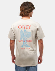 Obey Peace & Justice Statue T-Shirt - Silver Grey