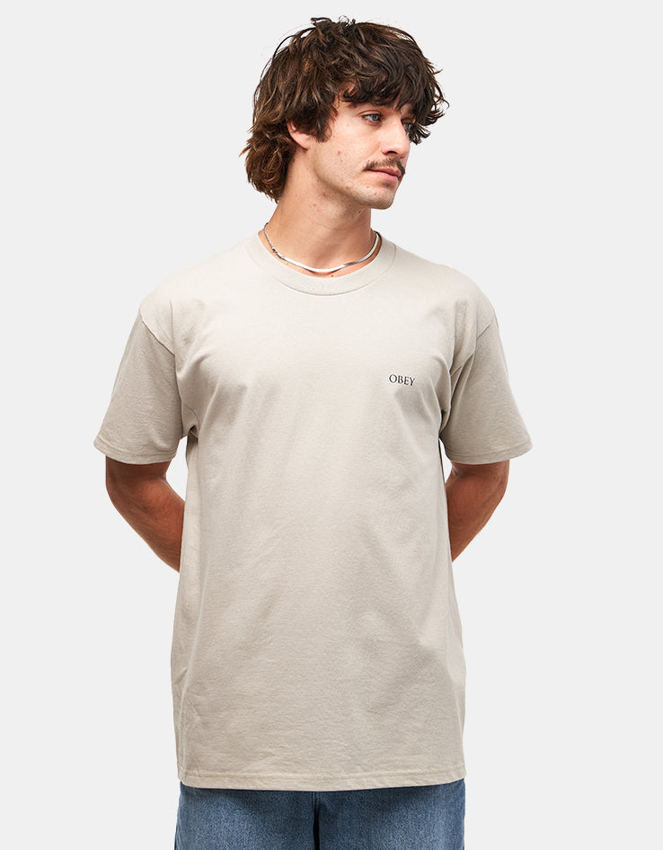 Obey Peace & Justice Statue T-Shirt - Silver Grey