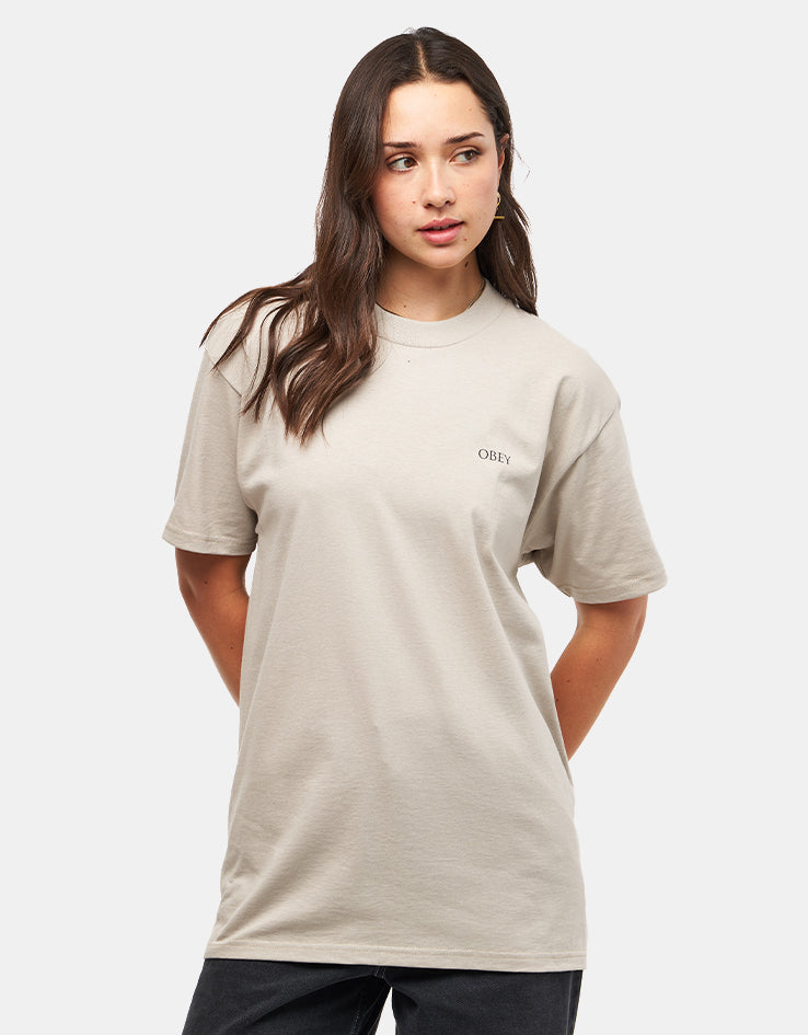 Obey Peace & Justice Statue T-Shirt - Silver Grey