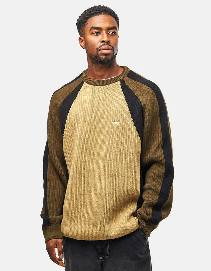 Obey Raglan Crew Neck Sweater - Mermaid Green Multi