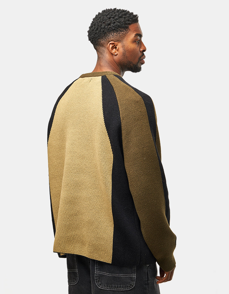 Obey Raglan Crew Neck Sweater - Mermaid Green Multi