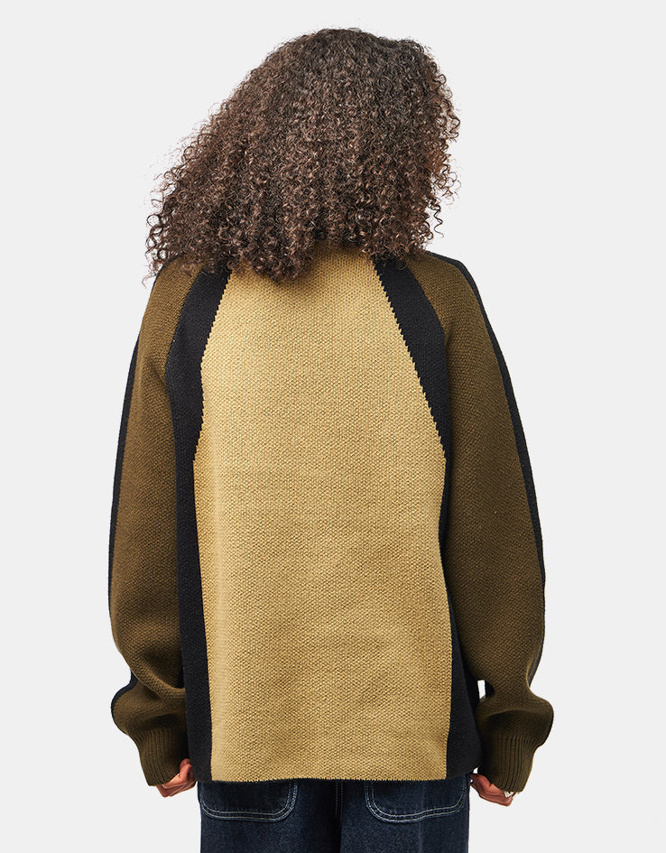 Obey Raglan Crew Neck Sweater - Mermaid Green Multi