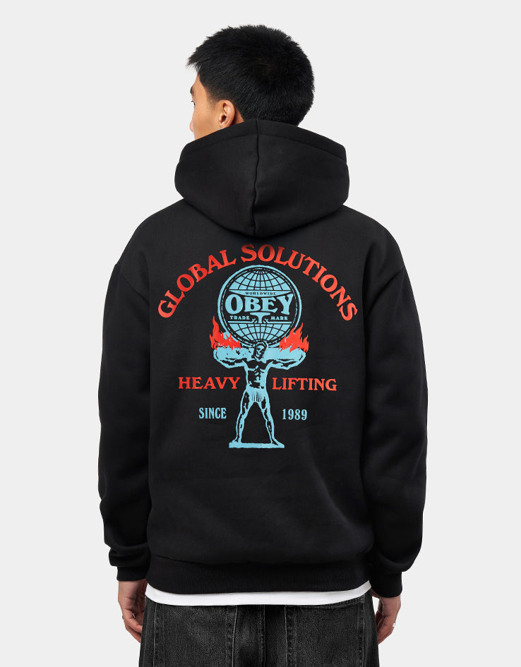 Obey Heavy Lifting Pullover Hoodie - Black