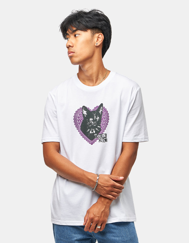 Route One Punk Cat Organic T-Shirt - White