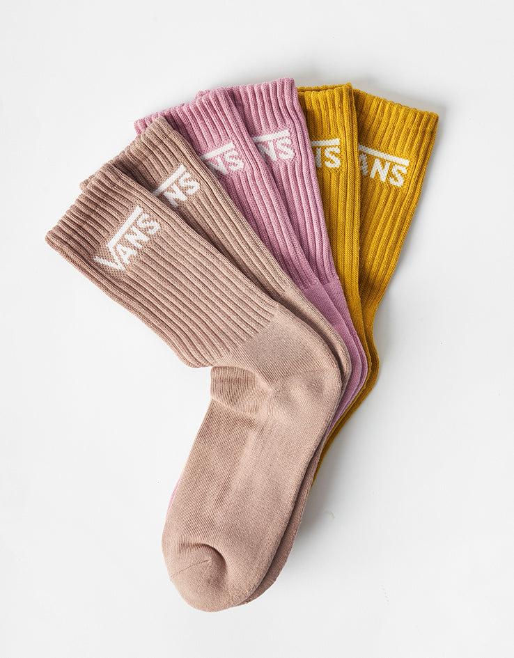 Vans Classic Crew 3 Pack Socks - Pink Dawn