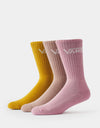 Vans Classic Crew 3 Pack Socks - Pink Dawn