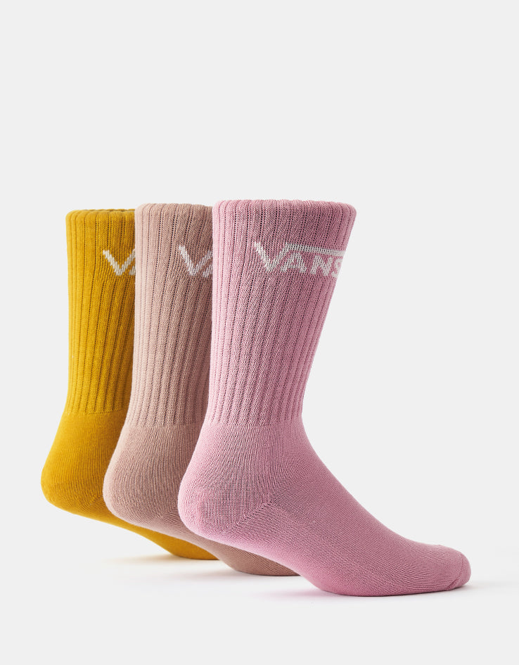 Vans Classic Crew 3 Pack Socks - Pink Dawn