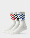 Vans Classic Check Crew 3 Pack Socks - Checkerboard White