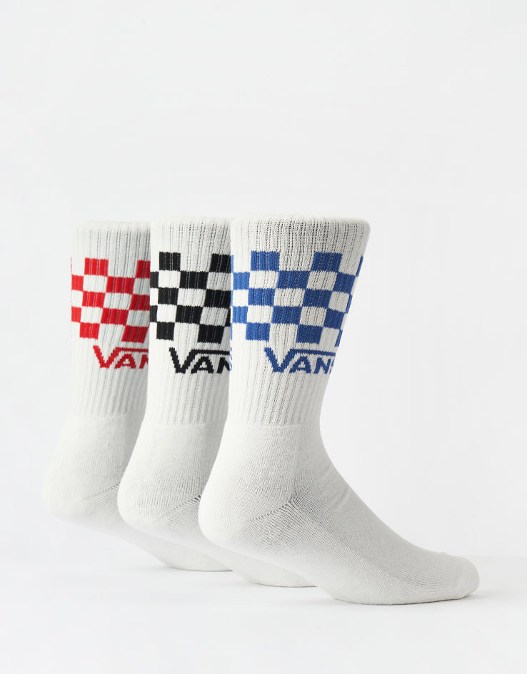 Vans Classic Check Crew 3 Pack Socks - Checkerboard White