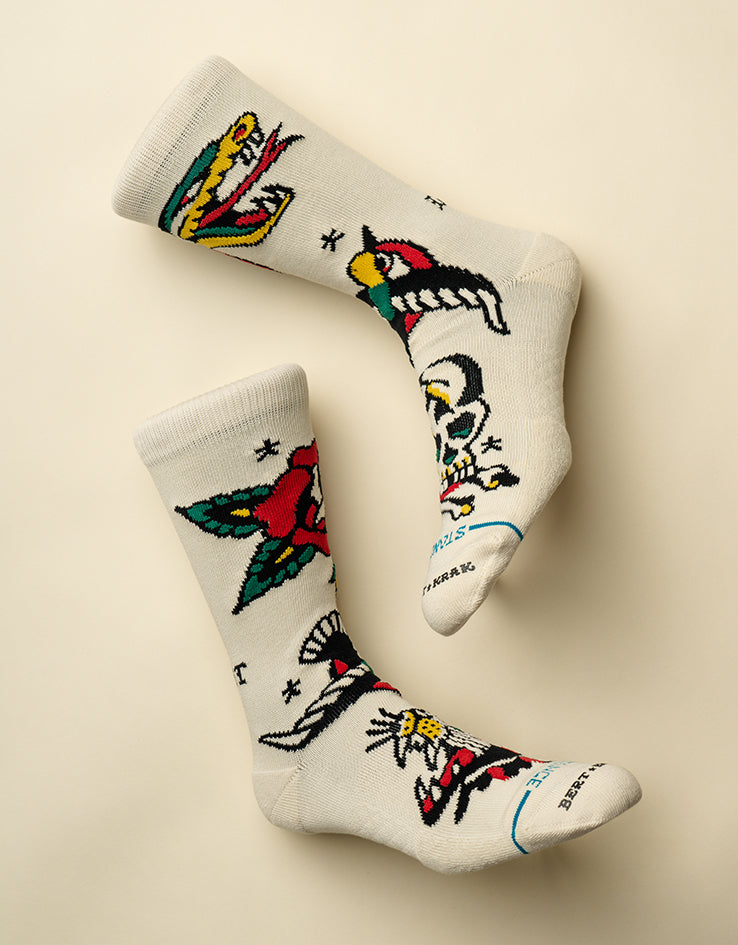 Stance x Bert Krak Flash Crew Socks - Canvas