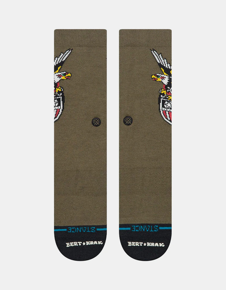 Stance x Bert Krak Eagle Crew Socks - Military Green