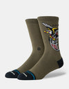 Stance x Bert Krak Eagle Crew Socks - Military Green