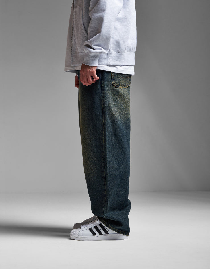 Route One Super Baggy Denim Jeans - Dirty Indigo Wash