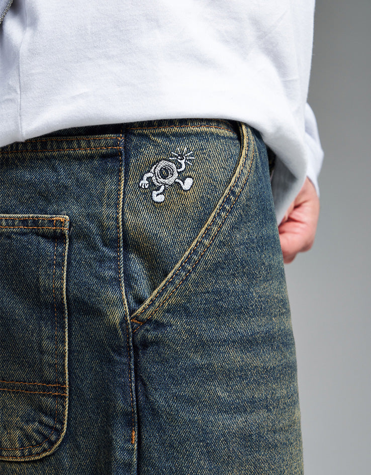 Route One Super Baggy Denim Jeans - Dirty Indigo Wash