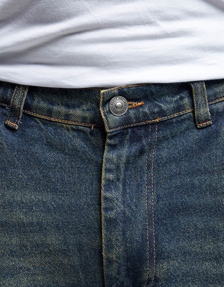 Route One Super Baggy Denim Jeans - Dirty Indigo Wash