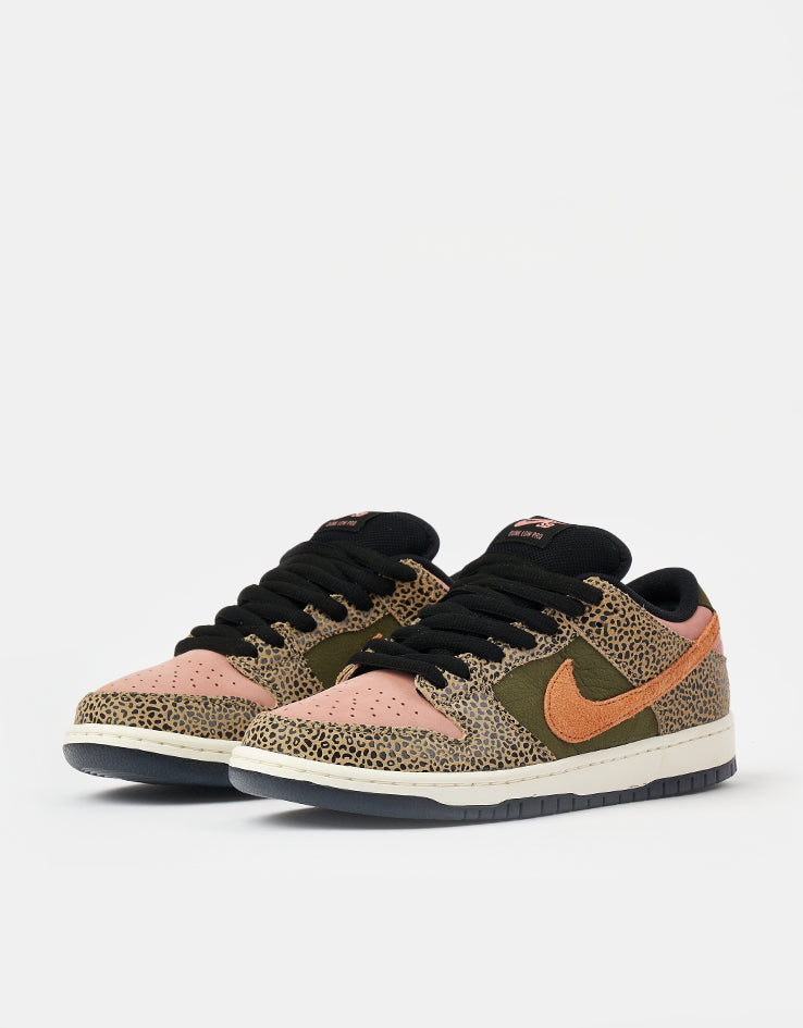 Nike SB 'Arts-Rec' Dunk Low Pro Skate Shoes - Khaki/Amber Brown-Rough Green-Rust Pink