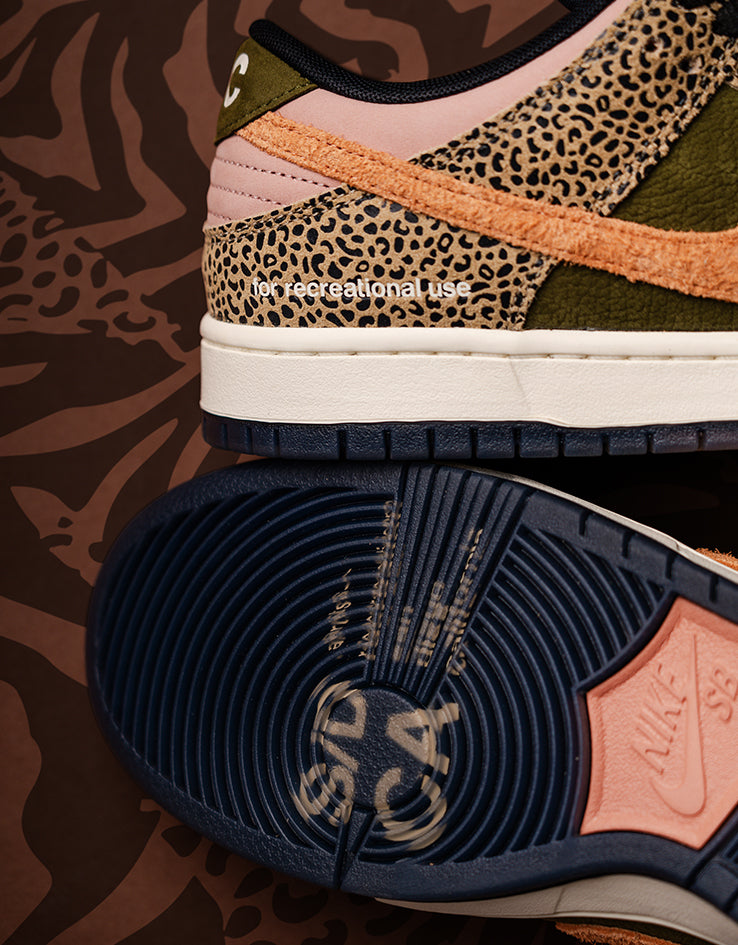 Nike SB 'Arts-Rec' Dunk Low Pro Skate Shoes - Khaki/Amber Brown-Rough Green-Rust Pink