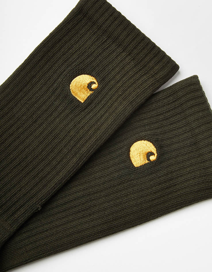 Carhartt WIP Chase Socks - Olive/Gold