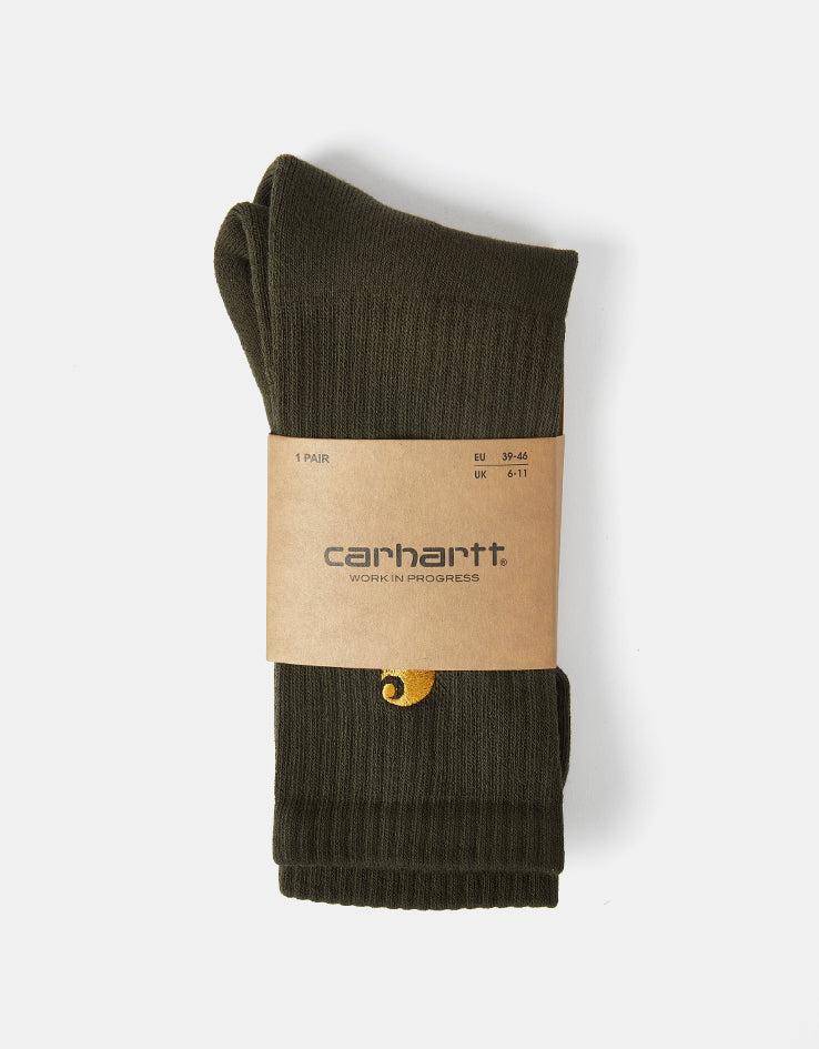 Carhartt WIP Chase Socks - Olive/Gold