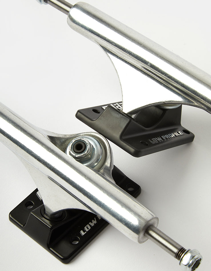 Slappy ST1 Hollow Low Profile Skateboard Trucks - Polished/Black (Pair)